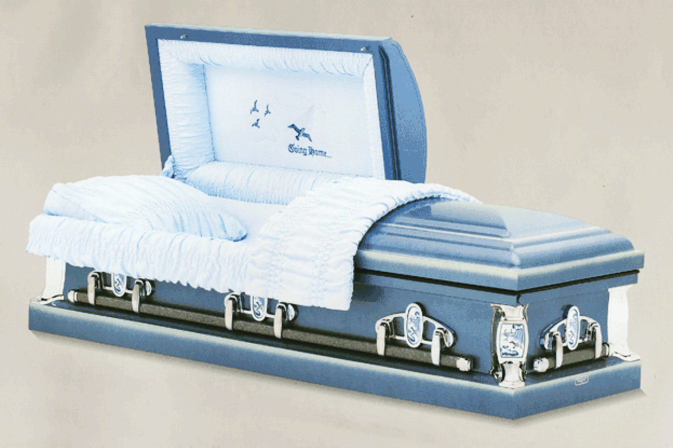 Corinthian Metallic Blue Casket